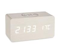 Gift Decor Reloj Digital de Sobremesa Blanco PVC Madera MDF (15 x 7,5 x 7 cm)