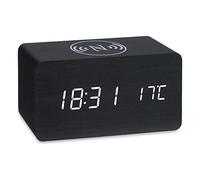 Gift Decor Reloj Digital de Sobremesa Negro PVC Madera MDF (15 x 7,5 x 7 cm)