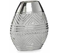 Gift Decor S3625953 Jarrón Ancho Plateado Cerámica, 9.8cm x 26.5cm x 22cm, Caja de 6