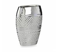 Gift Decor S3625956 Jarrón Ancho Plateado Cerámica, 9.5cm x 26.5cm x 19.5cm, Caja de 6