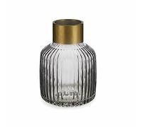 Gift Decor S3626787 Jarrón Rayas Gris Dorado Vidrio, 14.5cm x 22cm x 14.5cm, Caja de 6