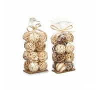 Gift Decor Set de Bolas Decorativas Blanco Marrón (12 Unidades) S3631324 - EAN: 4899888725848
