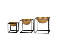 Gift Decor Set de Cuencos Negro Dorado Decoración 3 Piezas Metal