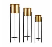 Gift Decor Set de Maceteros Negro Dorado Metal (2 Unidades)