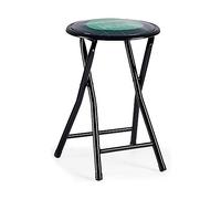 Gift Decor Taburete Plegable Home Turquesa Negro Metal PVC 30 x 45 x 30 cm