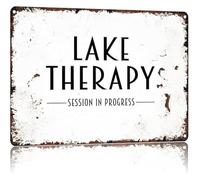 Gift for Camper Lake Funny Tin Sign Vintage Metal Wall-Art Session In Progress 8 X 12 in