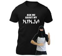 Gift for Men - Camiseta divertida para niños con diseño de cara de ninja con texto en inglés "Ask Me About My Ninja Disguise Flip Ninja Face", Negro, L
