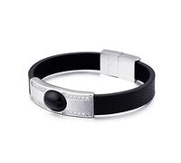 Gift for Men Party Bracelets, Stainless Steel Bracelet Boys Bracelet with Magnetic Clasp, Length 21.5 cm, Stainless Steel, Zirkoonia
