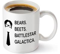 Gift Island Bears Beets Battlestar Galactica Divertida taza de café de 11 oz inspirada en el programa de televisión Cita de The Office Regalo de cumpleaños único para los fanáticos de Dwight Schrute R