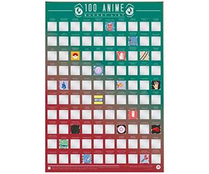 Gift Republic 100 carteles clásicos de anime para pared, la lista de imprescindibles para rascar, multi, 61 x 40,6 cm