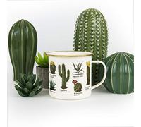Gift Republic GR270110 Botanica - Taza de cactus esmalte, color blanco