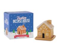 Gift Republic Quemador de Incienso de casa de Jengibre, Soporte de Incienso Festivo con Aroma a Pan de Jengibre, Navidad para el hogar, Aroma a decoración de Navidad, Color marrón