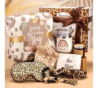 GiftAmaz Regalos de leopardo para mujeres, regalos Get Well Soon con vaso y manta de leopardo, paquete de cuidado pensando en ti, juego de cesta de regalo de cumpleaños, caja de regalo con estampado