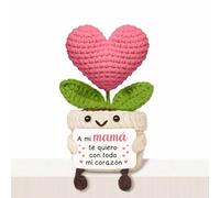 Giftasy Regalo Madre, Regalo Mama Cumpleaños - Corazón de Ganchillo Hecho a Mano, Originales Regalos Dia de la Madre, Navidad (7 * 6 * 12.5cm)
