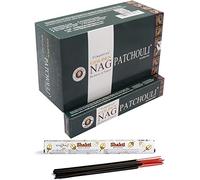 Giftbrit Palos de incienso Golden Nag Patchouli, 12 unidades x 15 g y 1 paquete Stamford Shakti varillas de incienso | mejor para meditación, yoga, terapia de aroma |