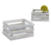 Giftdecor Caja Blanco Envejecido 20 x 13 x 9 cm Álamo Madera con Cuerda Hilo Palomar (Set de 48)