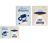 Giftdecor Cuadro Infantil Espacio 60x80 cm Azul Gris (Set de 2)