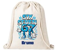 Gifters | Mochila de Cuerdas Personalizada SIX SEVEN 67 | Bolsa Bebé con Nombre 34 x 42 cm | Saco Infantil de Tela | Talega Guardería Personalizada