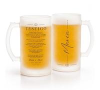 Gifters | Pack 2 Jarras de Cerveza Personalizadas para Testigos de Boda | Cristal Mate 500 ml con Nombre | Regalo Original y Elegante para Testigo y Testiga | Detalle Especial Boda
