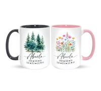 Gifters | Pack Tazas Personalizadas Abuelos con Nombres de los Nietos | Tamaño XXL - 450 ml | Interior Negro y Rosa | Regalo Original y Emotivo, Día de los Abuelos, Navidad y Cumpleaños