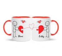 Gifters | Pack Tazas Personalizadas para Parejas con Nombres | Diseño Hilo Rojo del Destino | Interior y Asa Rojos | 325 ml | Regalo Original, Romántico San Valentín y Aniversario | Hombres