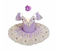 GiftGalore Falda de ballet para niños Falda de danza para niñas Falda de ballet con disco ajustado Programa de ballet Ropa de rendimiento colectivo(Purple,5-6 años)