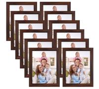 Giftgarden Juego de 12 Marcos de Fotos A4, Marcos para Cuadros de Color Marrón Ideal para Fotos, Pósters y Certificados, para Colgar en la Pared o Colocar Sobre una Mesa