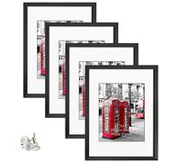 Giftgarden Juego de 4 portarretratos de 16 x 20 pulgadas, con paspartú para mostrar fotos de 11 x 14 pulgadas con paspartú o obras de arte de 20 x 16 pulgadas sin paspartú, color negro