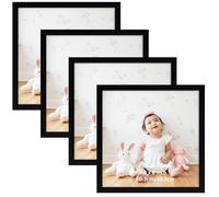 Giftgarden Marco 20x20, Marco Fotos 10x10 con Paspartú y 20x20 sin Paspartú, Conjunto de Portafotos Negros para la Pared, Set de 4