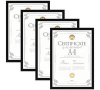 Giftgarden Marco A4 Negro, Marcos Fotos 15x20 con Paspartú y Marco A4 sin Paspartú, Conjunto de Portafotos Negros para la Pared, Set de 4