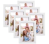 Giftgarden Marco de fotos blanco de 5 x 7 pulgadas, paquete de 7 marcos de fotos de madera blanca moderna de 5 x 7 para pared o mesa