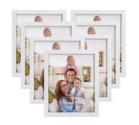 Giftgarden Marco de fotos blanco de 8 x 10 pulgadas, paquete de 7 marcos de fotos modernos de grano de madera blanca de 8 x 10 pulgadas, para exhibición de pared o mesa