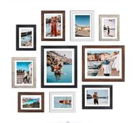 Giftgarden Marcos de fotos multicolor con paspartú para fotos de varios tamaños, cuatro de 4 x 6, cuatro de 5 x 7, dos de 8 x 10 pulgadas, marcos de fotos surtidos para pared o mesa, juego de 10