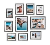 Giftgarden Surtido de marcos de fotos plateados antiguos para fotos de varios tamaños, cuatro de 4 x 6, cuatro de 5 x 7, dos de 8 x 10 pulgadas, marco de fotos de galería para pared o mesa, juego de
