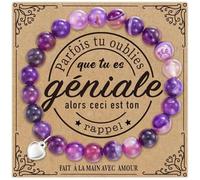 GiftGem Original pulsera de piedra morada natural para mujer, un práctico regalo de cumpleaños o Navidad para tu madre, hermana, amiga o colega.