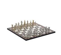 GiftHome - Juego de ajedrez de Metal Medieval del ejército británico para Adultos, Piezas Hechas a Mano y Tablero de ajedrez de Madera con diseño de nácar King 2.75 Pulgadas