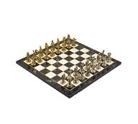 GiftHome Juego de ajedrez de metal para adultos, figuras otomanas vs bizantinas, piezas hechas a mano y tablero de ajedrez de madera con diseño de mármol, tamaño King 2.36 pulgadas