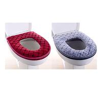 Giftik Funda para asiento de inodoro con cremallera, suave, cómoda, reutilizable, lavable, gruesa (rojo y gris)