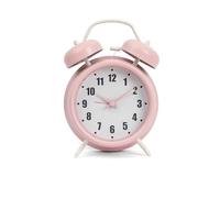 GIFTMARKET - Reloj Despertador analógico silencioso. Despertador de mesilla Rosa. Reloj Despertador de Doble Campana con luz Nocturna. Sin Tic-TAC. 11,7 cm x 16 cm