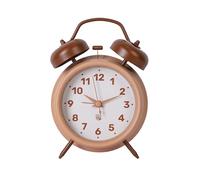 GIFTMARKET - Reloj Despertador analógico silencioso. Despertador de mesilla Rosa y marrón. Reloj Despertador de Doble Campana con luz Nocturna. Sin Tic-TAC. 11,7 cm x 16 cm