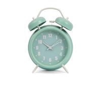 GIFTMARKET - Reloj Despertador analógico silencioso. Despertador de mesilla Verde. Reloj Despertador de Doble Campana con luz Nocturna. Sin Tic-TAC. 11,7 cm x 16 cm