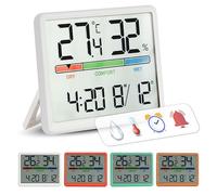 GIFTMARKET - Termómetro de interior digital. Termómetro digital con higrómetro. Indicador de confort, reloj y calendario. Termómetro de color blanco. Ideal para hogar. ABS. Medidas: 9,3 x 7,2 x 1,6cm