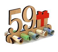 Giftota Regalo de Madera para 59 Cumpleaños - Libro de Visitas de Letrero de Madera de 59 Años para Hombres y Mujeres - Regalo de Dinero de Madera - Decoración de Madera para Amigos y Familiares