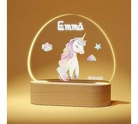 Giftove Lampara Personalizada con Nombre - Regalos Bebes Recien Nacidos Originales - Regalo Bautizo Niño - Luz Nocturna Infantil de Metacrilato Base de Madera - Regalos Navidad Personalizado 0-3 Años