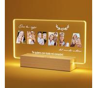 Giftove Regalos Personalizados para Abuela - Ideas de Navidad - Luz de Noche Grabada con Marco de Fotos - Regalos Originales para Cumpleaños