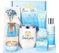 GiftPeak Regalos de cumpleaños para mujeres, cesta de regalo relajante de spa con fragancia oceánica para mujeres, regalos para mujeres, mamá, esposa, hermana, amigos, regalos de cuidado personal