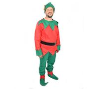 Gifts 4 All Occasions Limited- Disfraz de elfo de Navidad unisex para adultos, liso, Color rojo/verde, Talla única (Shatchi 5060445494845)