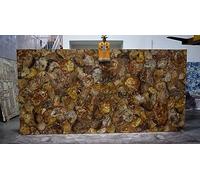 Gifts And Artefacts Mesa de centro cuadrada de 45,7 x 45,7 cm, color marrón, piedra petrificada, mesa auxiliar de sofá, mesa auxiliar para decoración de pasillo
