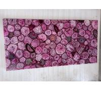 Gifts And Artefacts Mesa de recepción de piedra de ágata rosa de 42 x 72 pulgadas para decoración de oficina, forma rectangular, mesa de comedor de resina de mármol