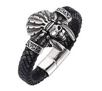 Gifts for Men Bracelets, Bangle Men's Buddha Bracelet Charms Wrist Chain Stainless Steel with Magnetic Clasp
